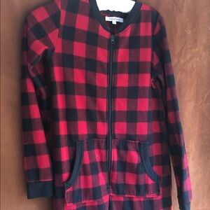 Red & Black Buffalo Plaid Zip-Front Women's Pajamas
